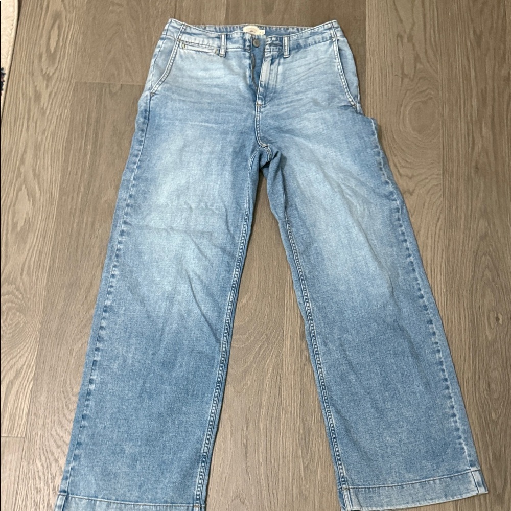 Faherty Light Wash Wide-Leg Jeans - Blue